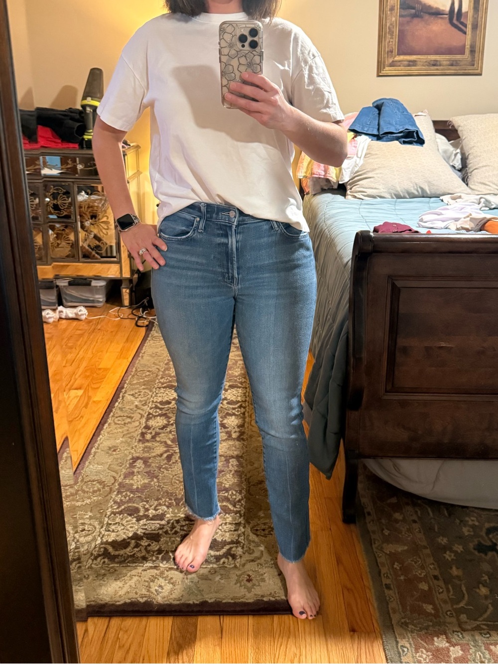 MOTHER Mid-Rise Light Blue Ankle Jeans